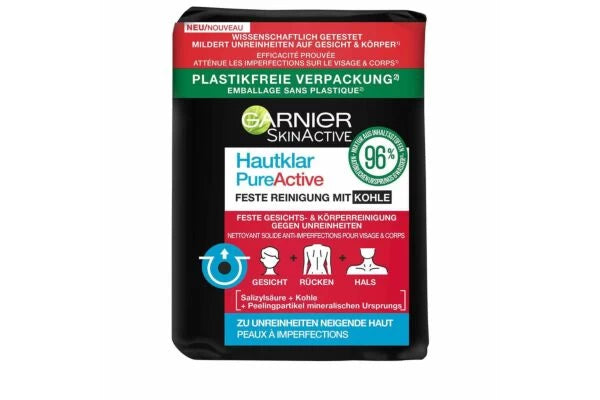 Garnier Pure Active Charcoal Cleansing Bar For Face & Body X 3
