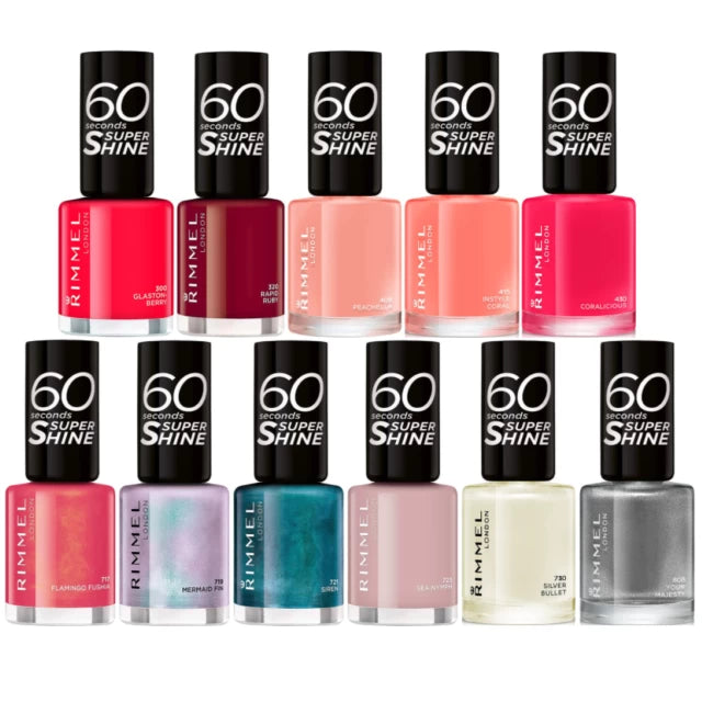 Rimmel 60 Seconds SUPER SHINE / RITA ORA Nail Polish / Varnish 8ml Set of 5 Nail Polish-BeautyNmakeup.co.uk