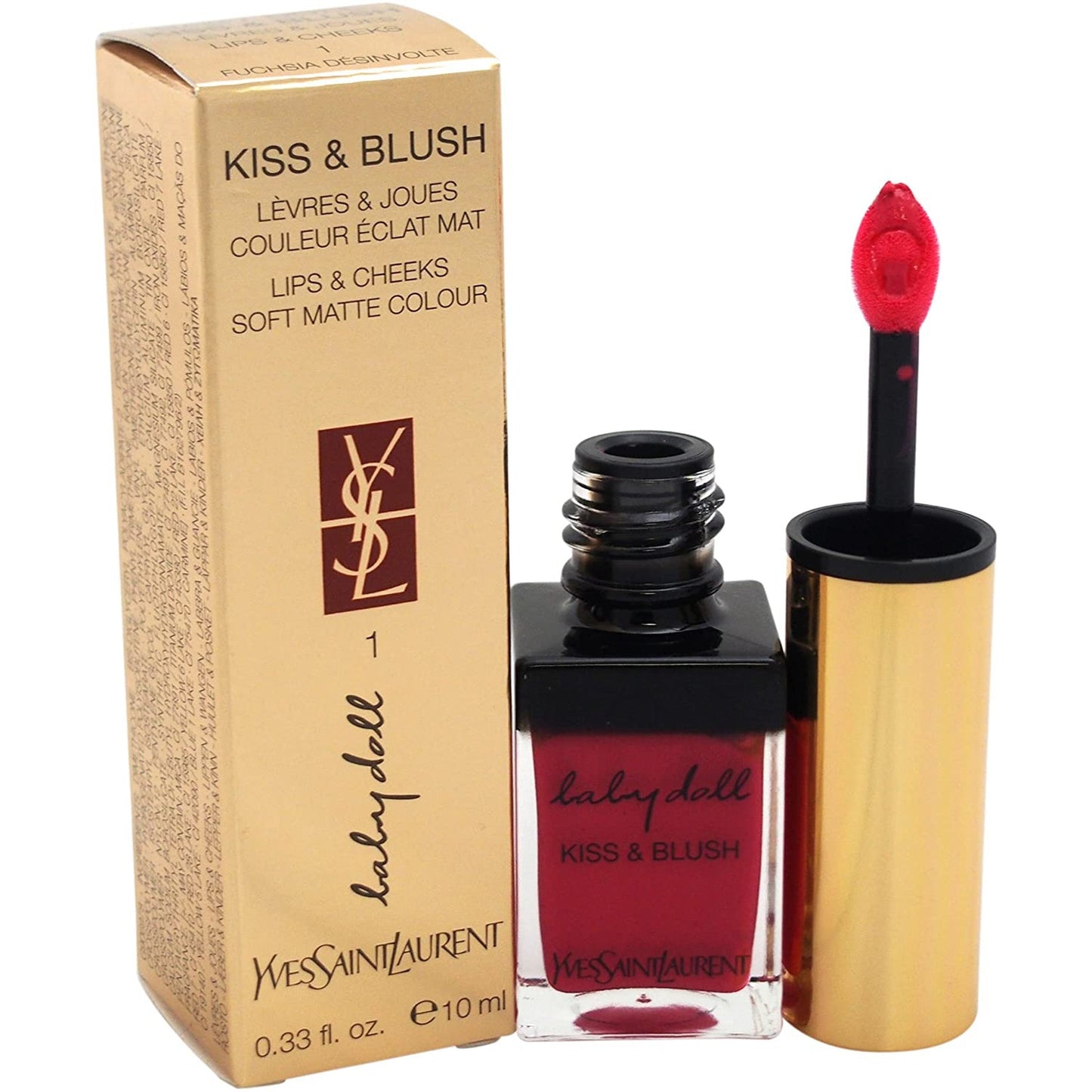 Yves Saint Laurent Baby Doll Kiss y Blush 1 Fuchsia Desinvolte-YSL-BeautyNmakeup.co.uk
