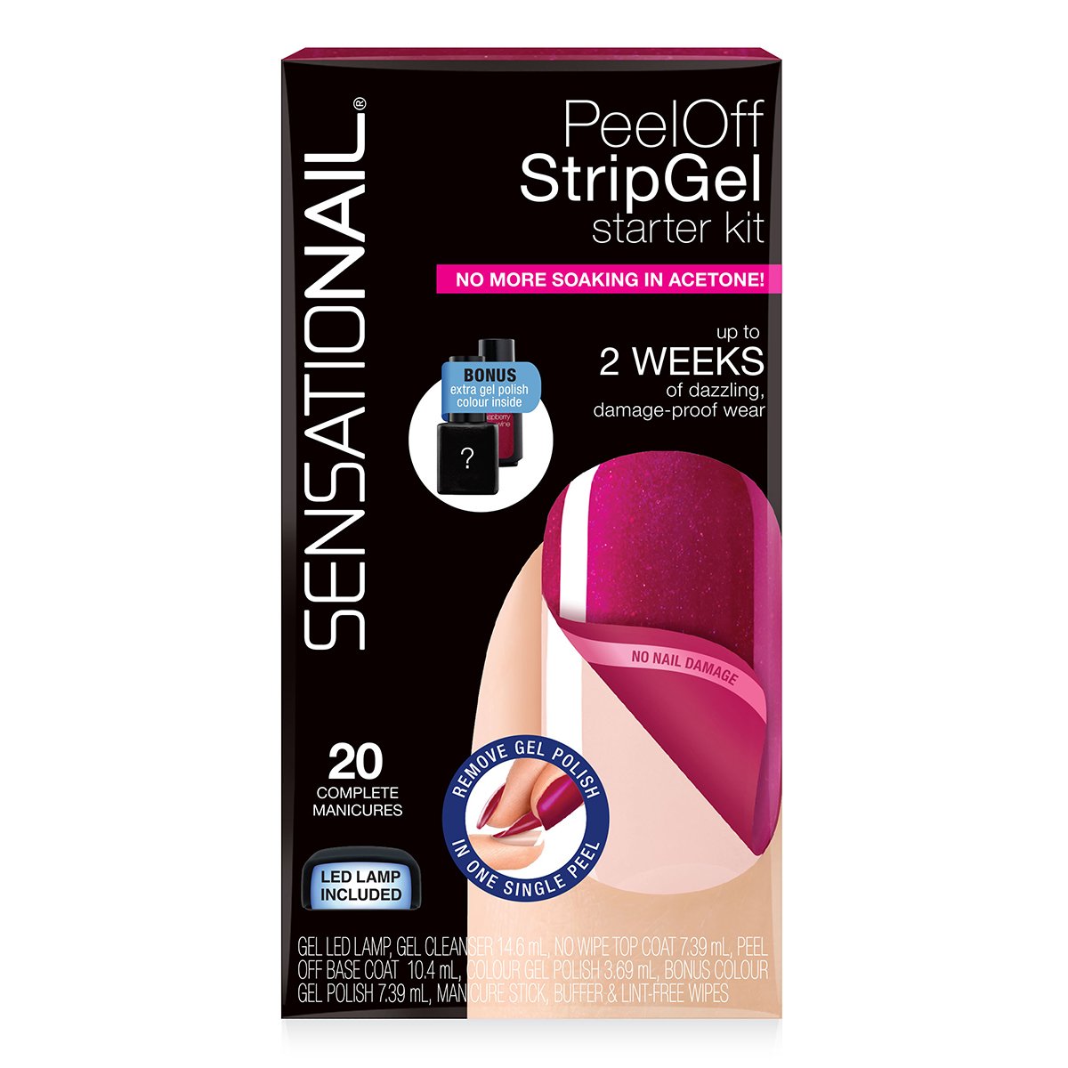 Sensationail Peel-Off Strip Gel Starter Kit – Raspberry Wine