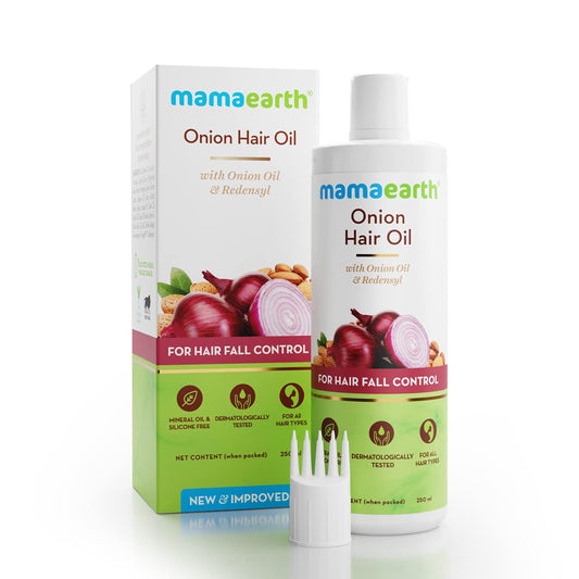 Mamaearth Onion Hair Oil for hair growth with Onion & Redensyl for Hair Fall Control 150ml-BeautyNmakeup.co.uk