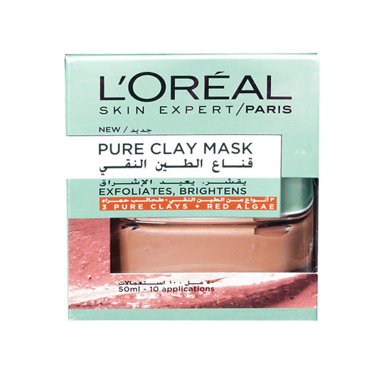 L'Oreal Pure Clay Mask 3 Pure Clays +Red Algae-L'Oreal-BeautyNmakeup.co.uk