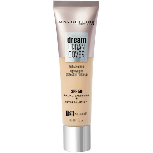 Maybeline Dream Urban Cover Foundation SPF50 - 128 Warm Nude-Maybelline-BeautyNmakeup.co.uk