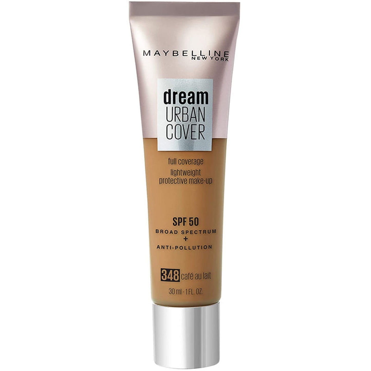 Maybeline Dream Urban Cover Foundation SPF50 - 348 Cafe Au Lait-Maybelline-BeautyNmakeup.co.uk