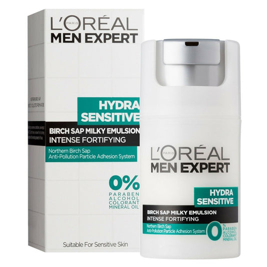 Men Expert Hydra Sensitive Birch Sap Milky Emulsion Intense Fortifying (For Sensitive Skin) - 50ml-L'Oreal-BeautyNmakeup.co.uk