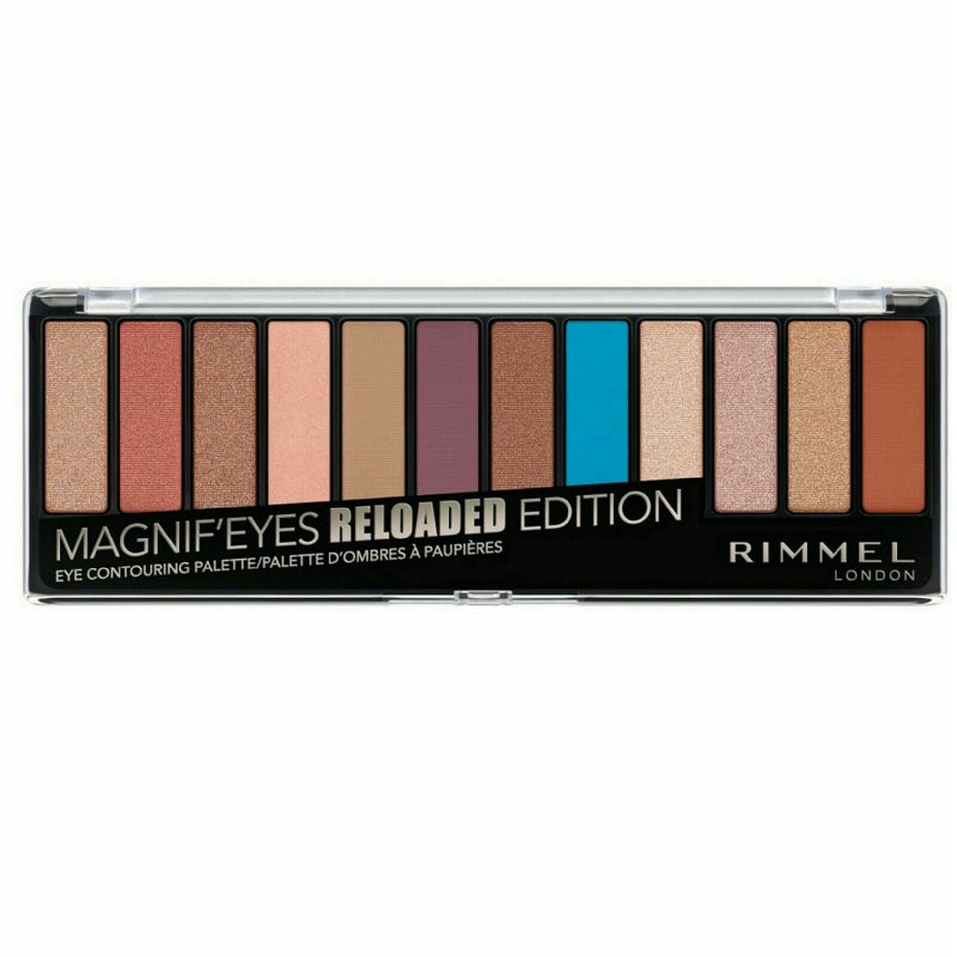 RIMMEL Magnif'eyes Eye Contouring 12 Pan Eye Shadow Palette 012 Reloaded Edition-RIMMEL-BeautyNmakeup.co.uk